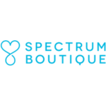 Logo of Spectrum Boutique with a blue and white color scheme on a transparent background