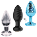 Dr. Tush’s Venture Collection -  Deluxe Anal Plug Set – Vibrating Silicone, Glass & Metal - Medium