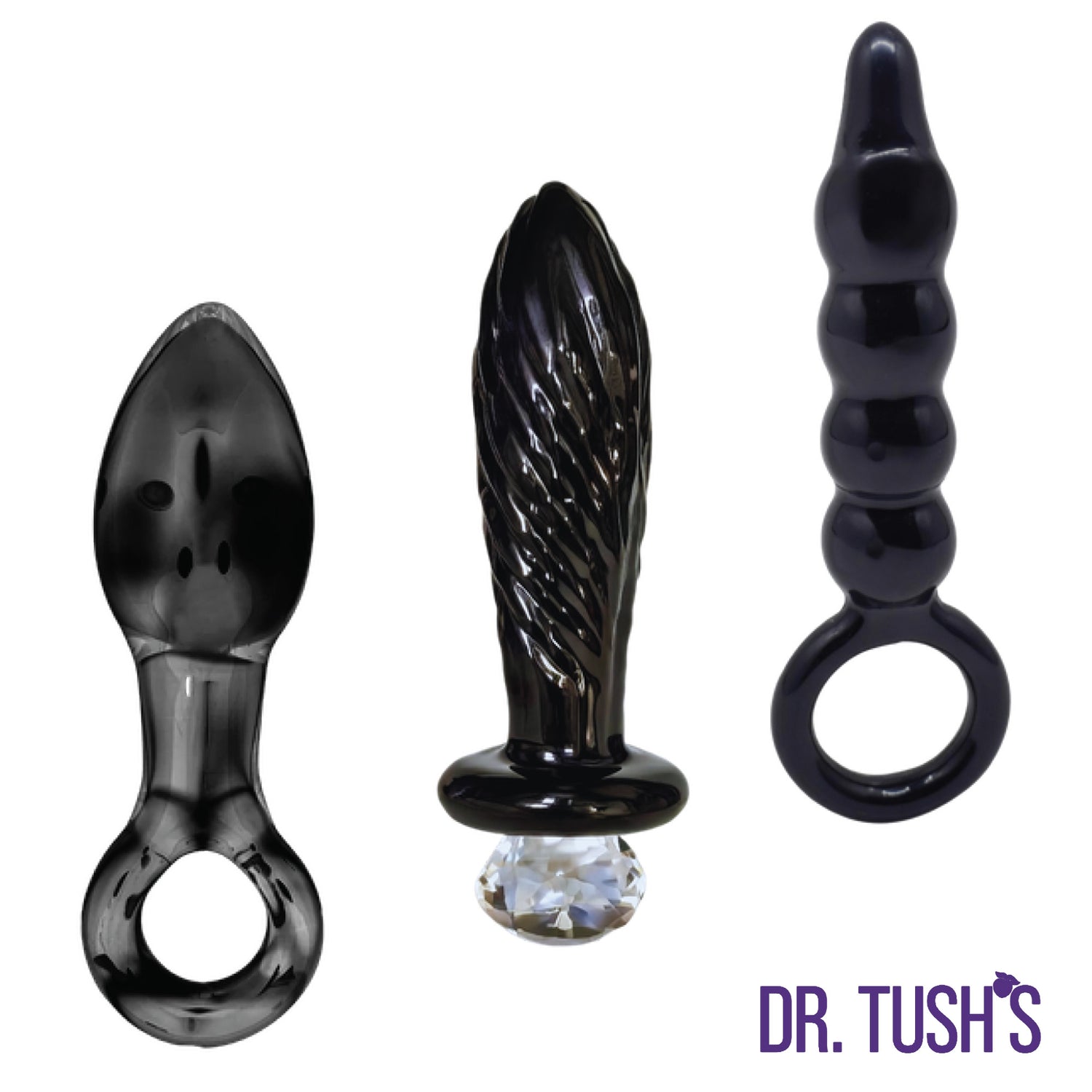 Dr. Tush’s Dark Curiosity Set – All-Glass Anal Plug Trio