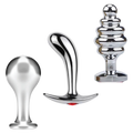 Dr. Tush’s Tools of Temptation Metal Anal Plug Trio – Classic, Curved & Beaded - Small