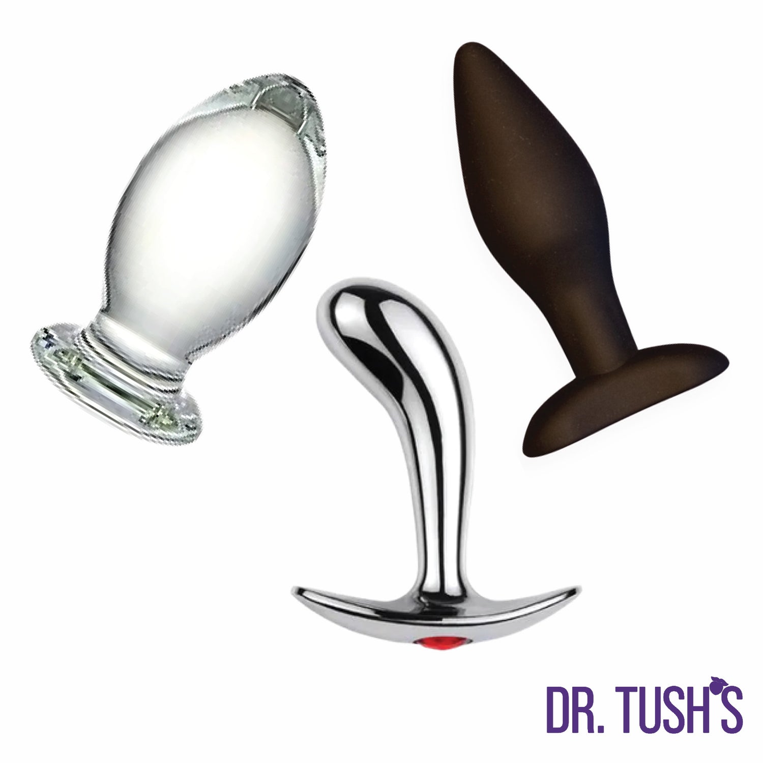 Dr. Tush’s Depths of Pleasure Collection – Large Glass, Prostate Metal & Classic Silicone