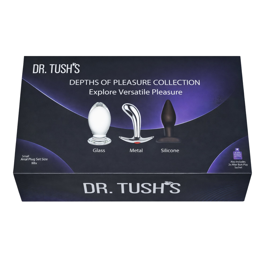 Dr. Tush's Depths of Pleasure Collection packaging on a white background