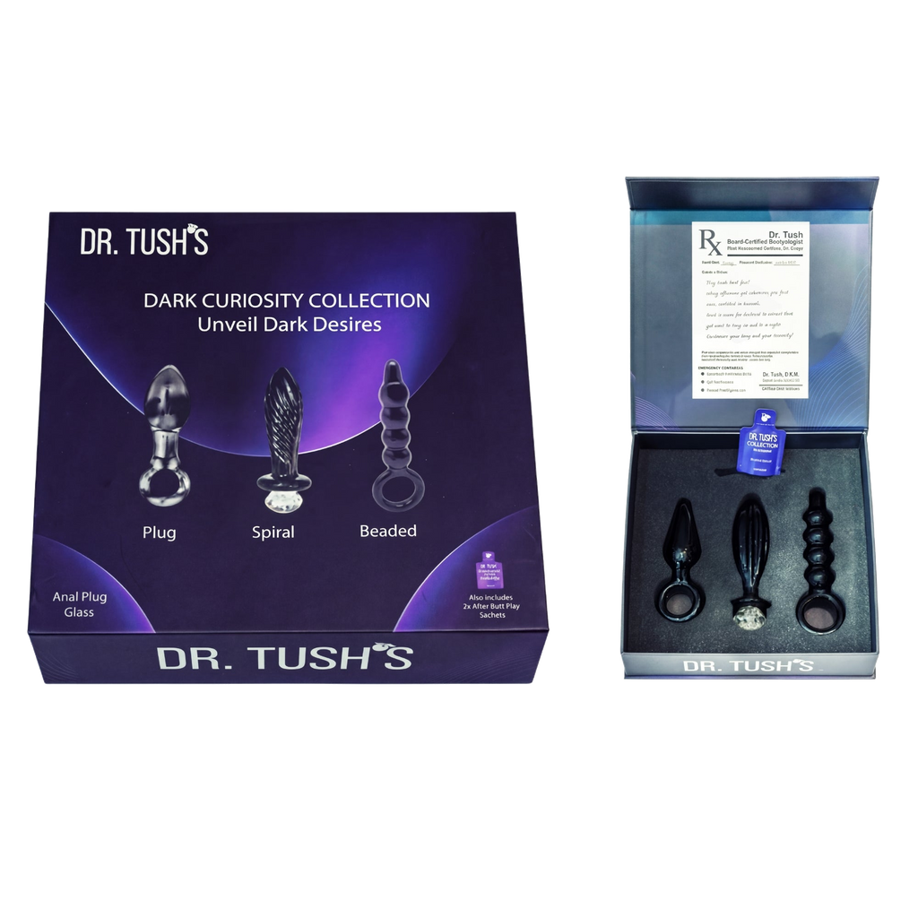 Dr. Tush's Dark Curiosity Collection packaging with product display