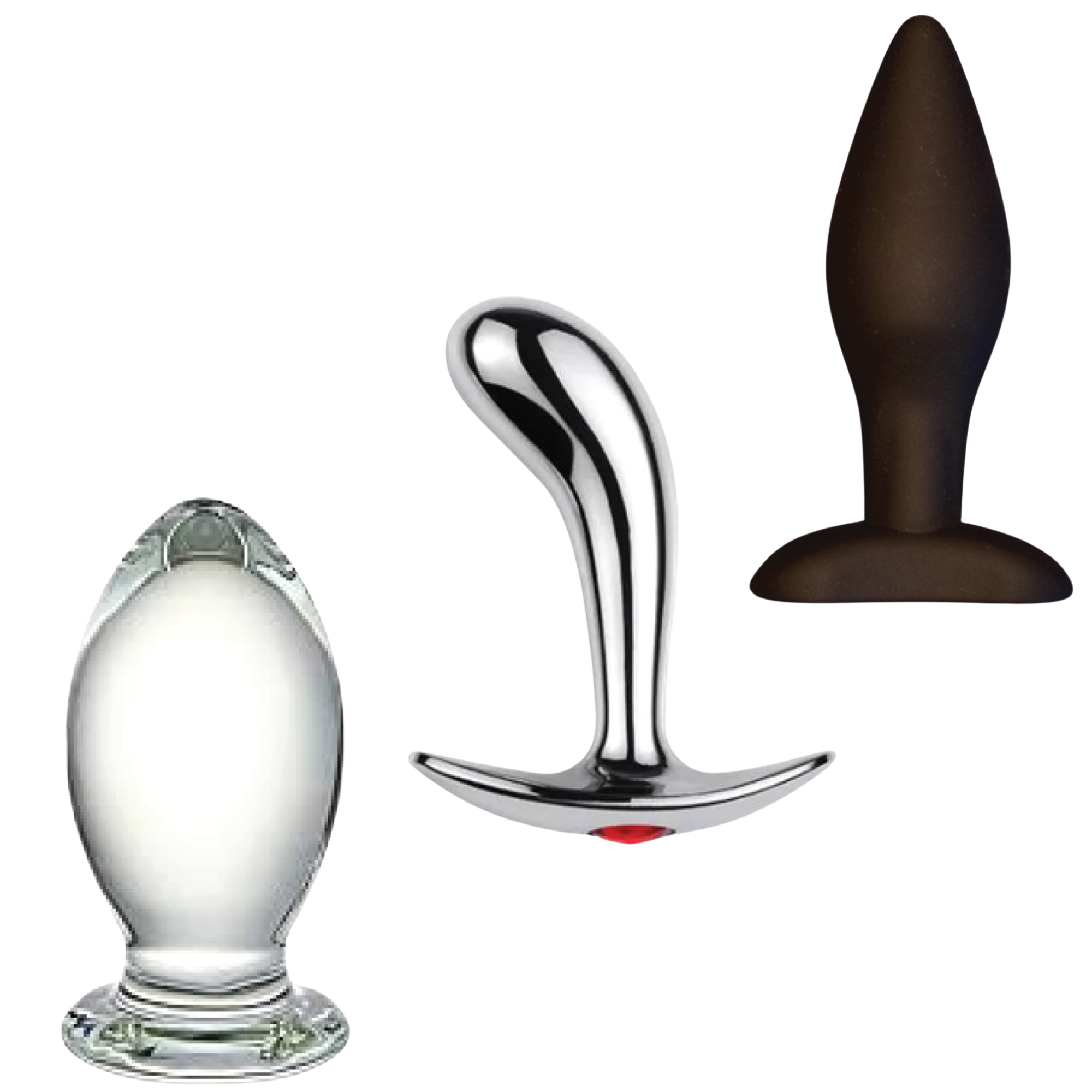 Dr. Tush’s Depths of Pleasure Collection – Large Glass, Prostate Metal & Classic Silicone