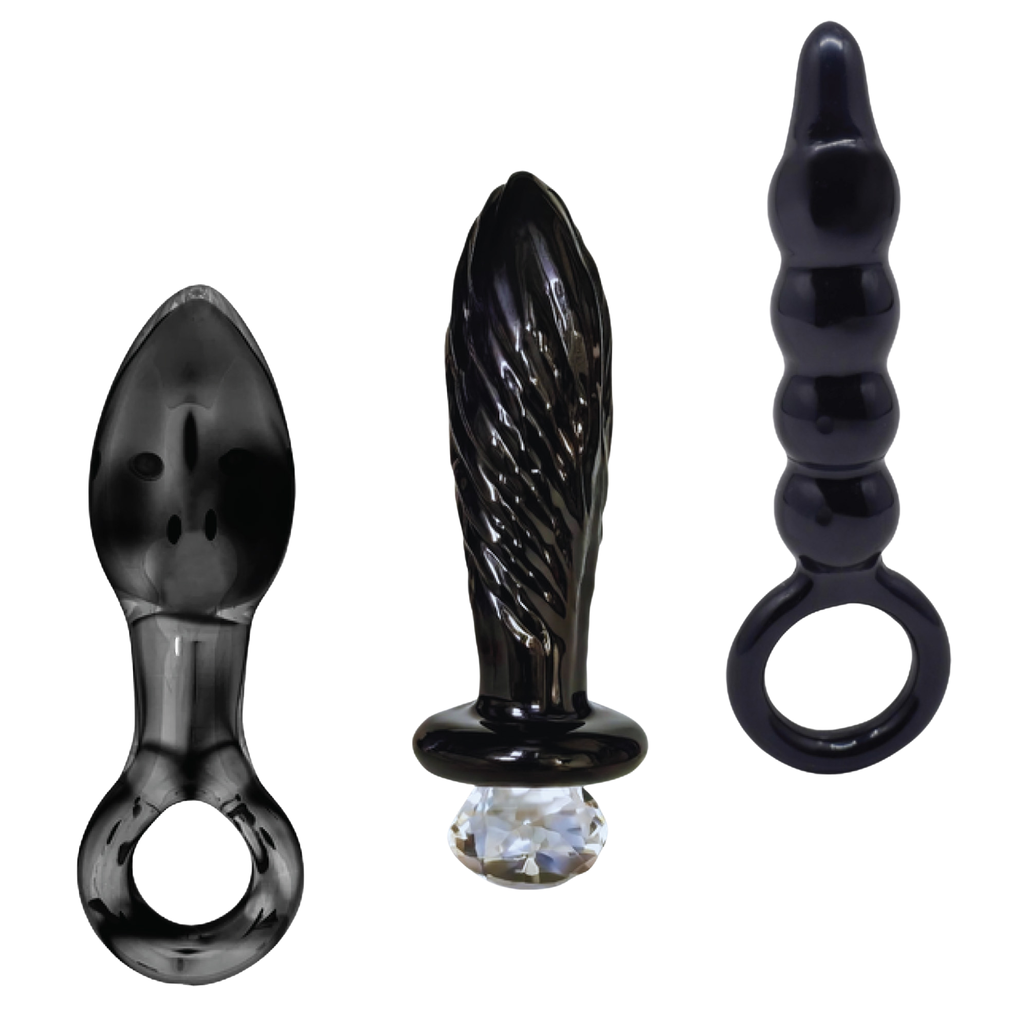 Dr. Tush’s Dark Curiosity Set – All-Glass Anal Plug Trio