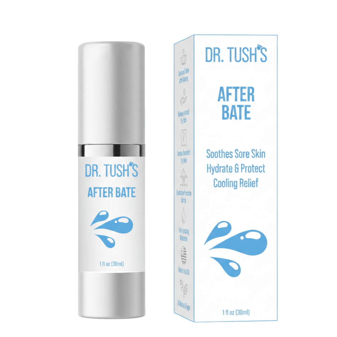 Dr. Tush's After Bate product and packaging on a transparent background