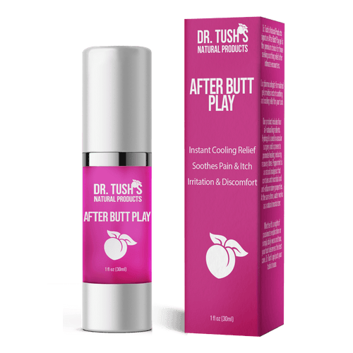 Dr. Tush's After Butt Play product with pink packaging on a transparent background