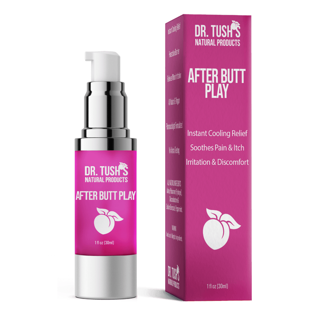 Dr. Tush's After Butt Play product with pink packaging without cap on a transparent background