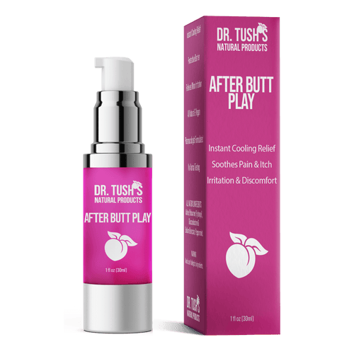 Dr. Tush's After Butt Play product with pink packaging without cap on a transparent background