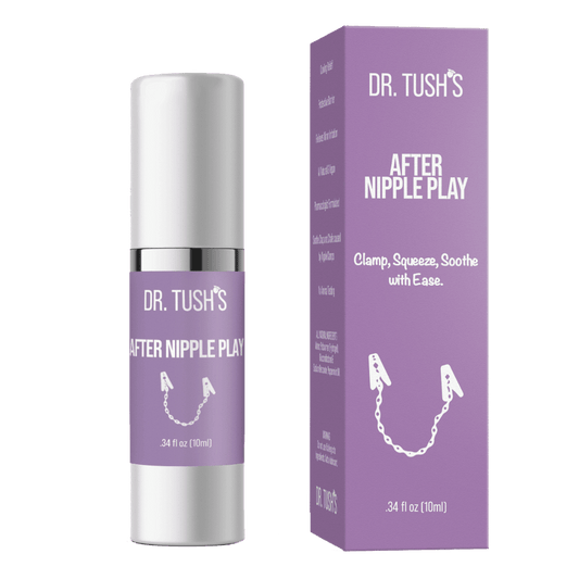 Dr. Tush's After Nipple Play product and packaging on a transparent background