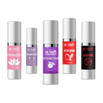 Set of Dr. Tush's after product bottles on a transparent background