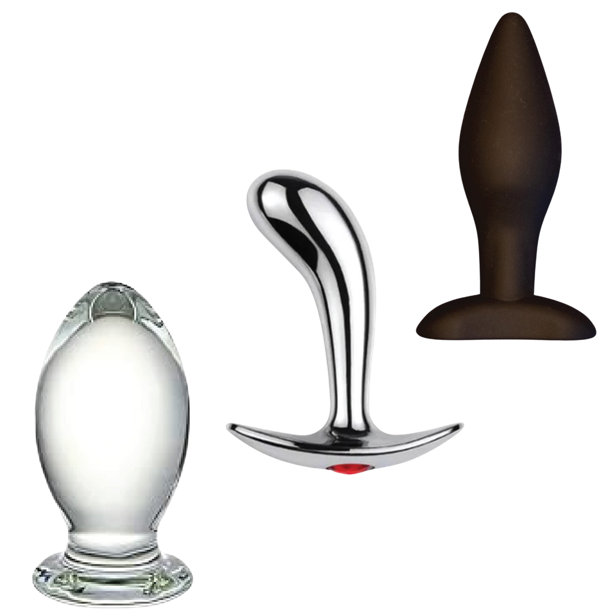 Dr. Tush’s Depths of Pleasure Collection – Large Glass, Prostate Metal & Classic Silicone